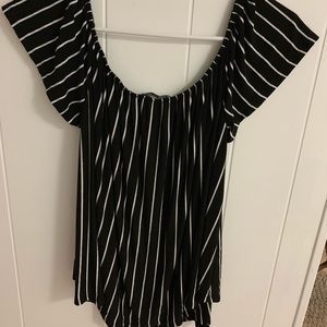 Green envelope striped blouse size large